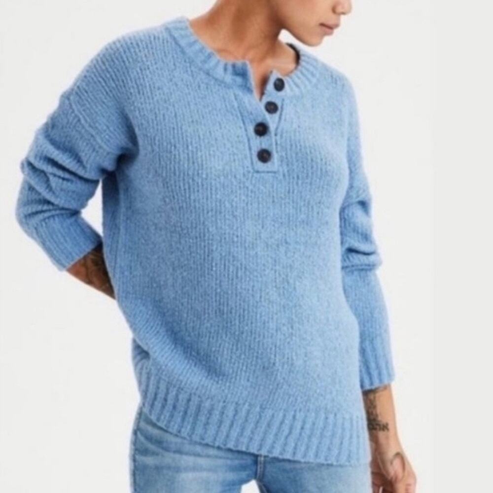 American Eagle Blue Knit Jegging Fit Oversized Sweater Sz XS